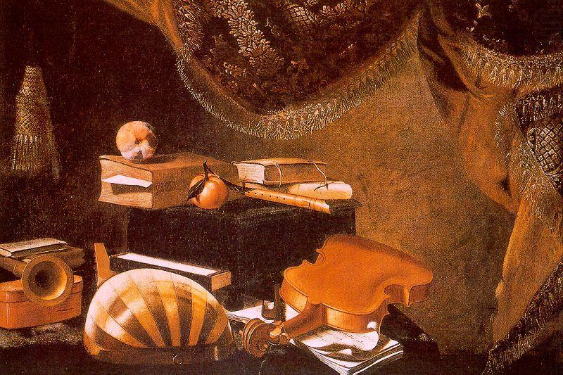 BASCHENIS, Evaristo Still-Life with Musical Instruments 01 china oil painting image